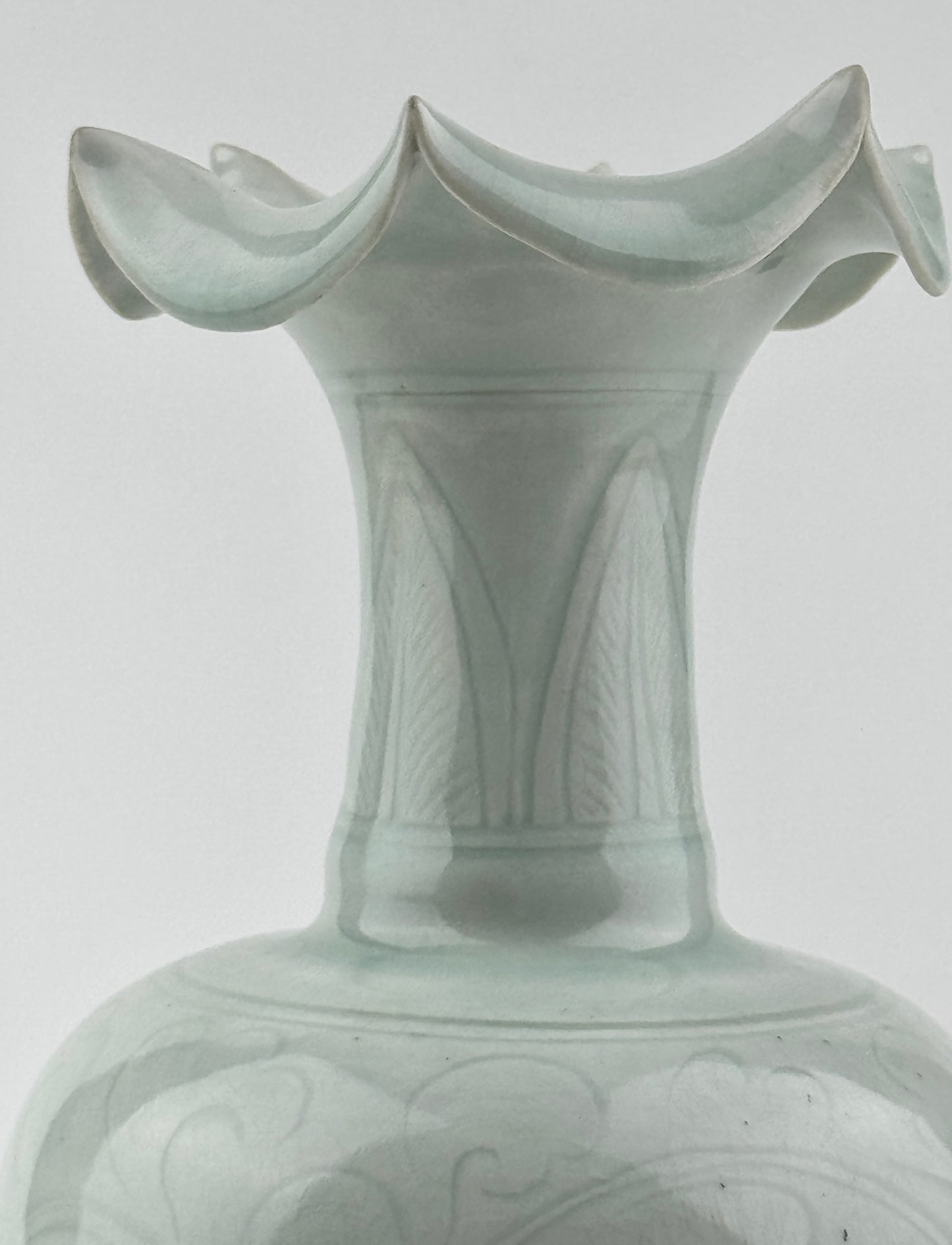 Carved Qingbai 'Chrysanthemum' Vase, Yuan Dynasty(13-14th century)