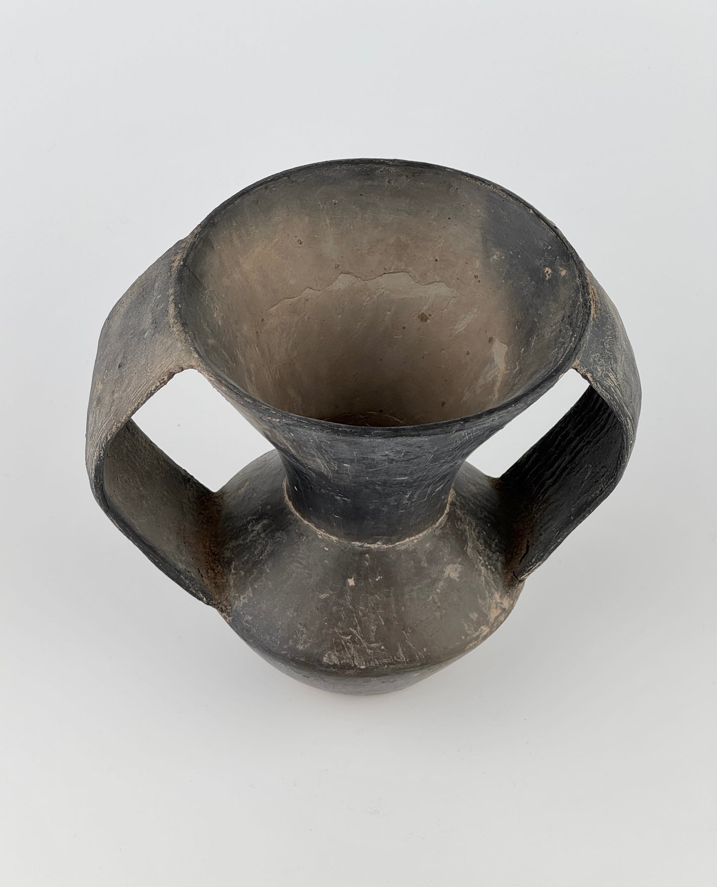 Double-handled Black Pottery Vessel