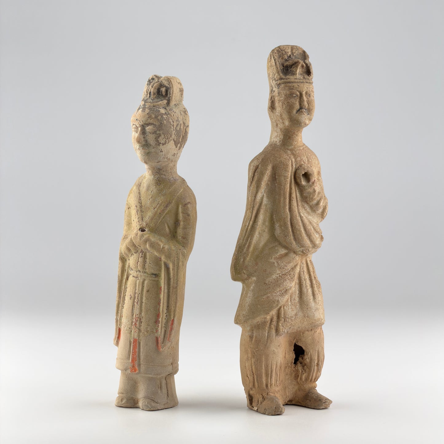 Two Straw-Glazed Pottery Figures of Court, Sui-Tang dynasty