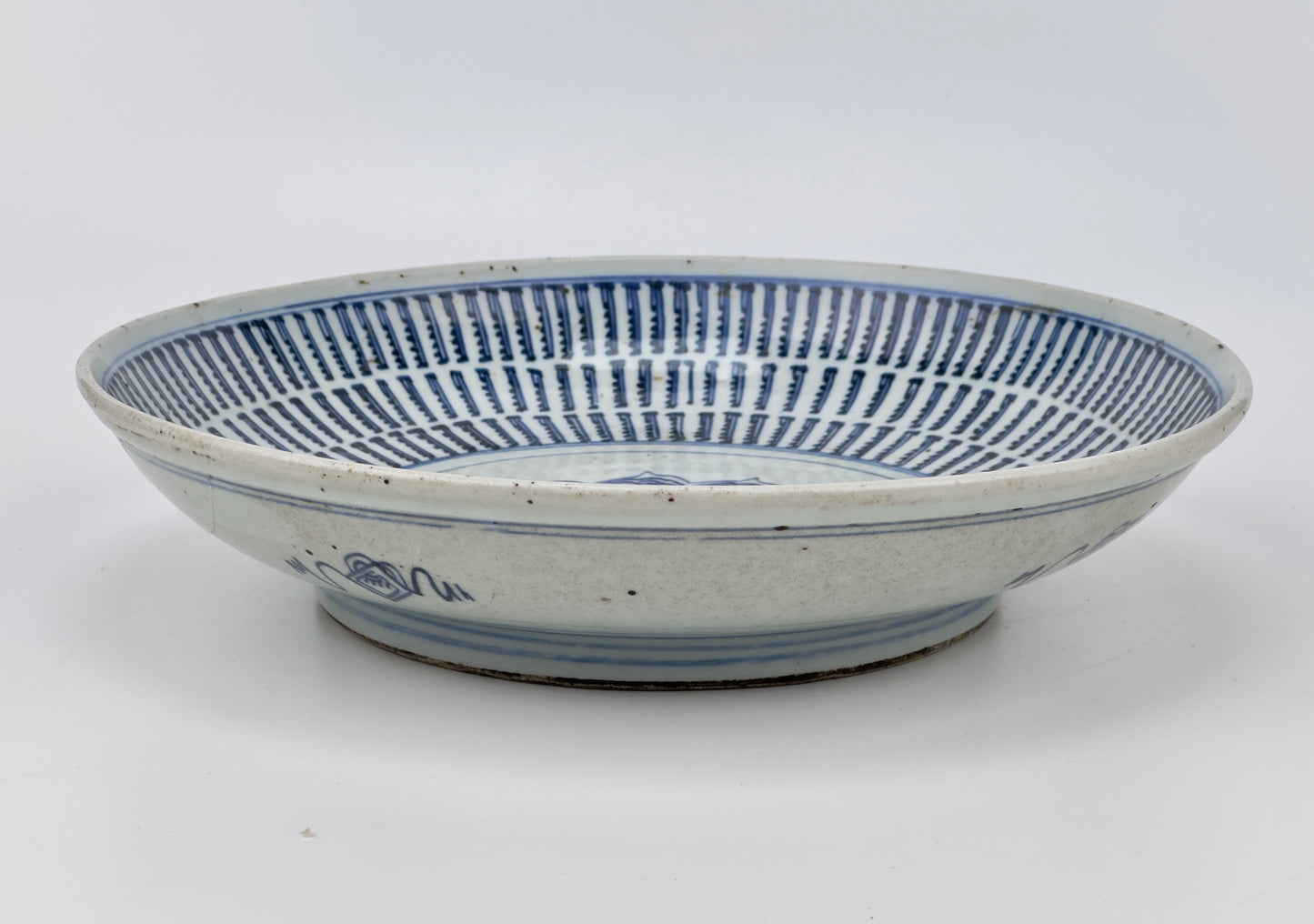 Chinese Blue and White Porcelain Longevity Dish, Qing Period (18-19th century)