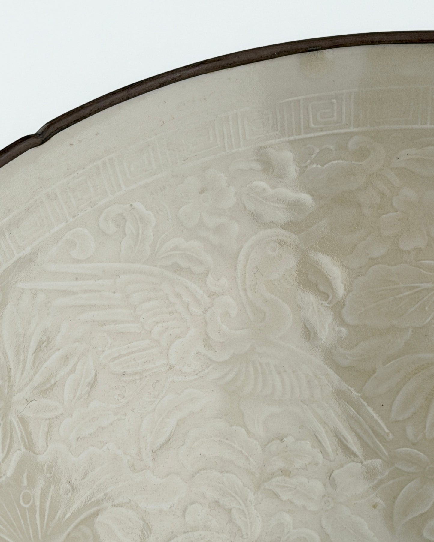 RARE MOULDED DINGYAO 'CRANES AND FISHES' BOWL, SONG DYNASTY