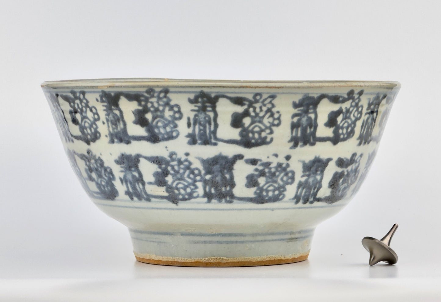 Large Block Print Blue and White Bowl c 1822, Tek Sing Cargo