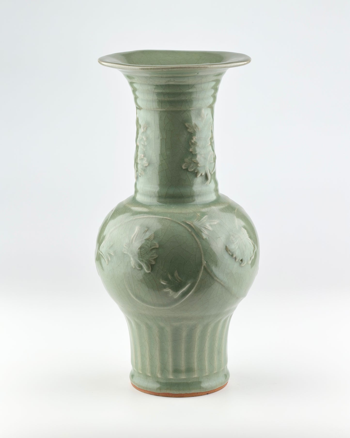 Rare Longquan Celadon 'Peony' Vase, Yuan-Ming