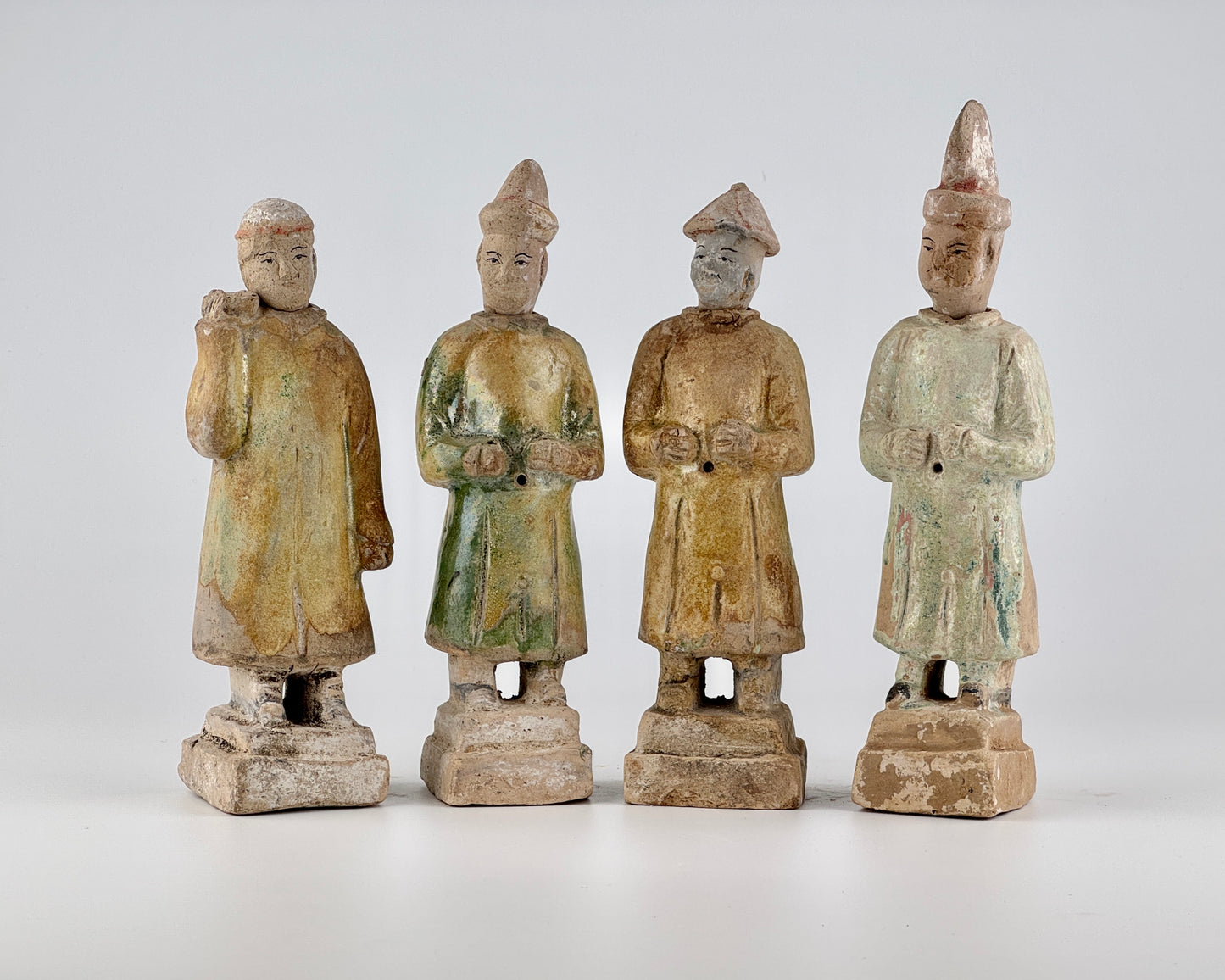 Standing Green Glazed Pottery Attendant Figures, Ming Period