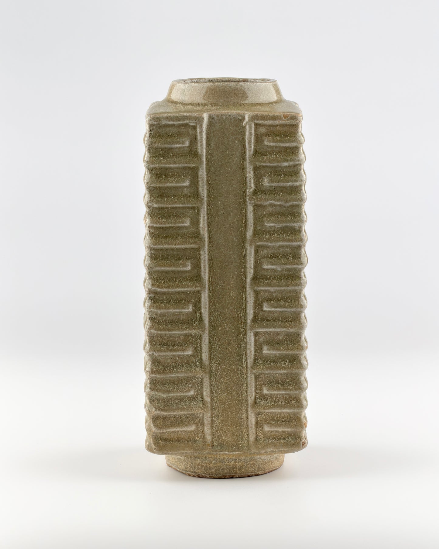 A Rare Yue Celadon Cong-Shaped Vase, Western Jin Dynasty(3-5th C)