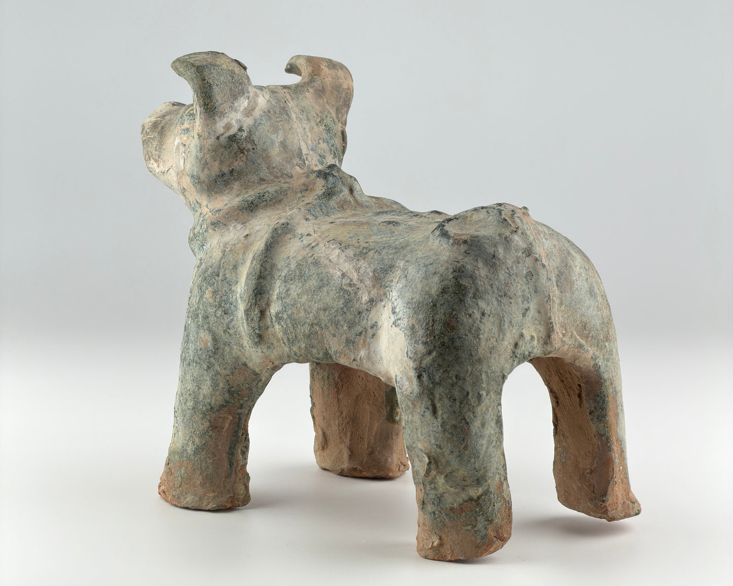 Green Glazed Red Pottery Figure of Dog, Han dynasty (206 BC-220 AD)