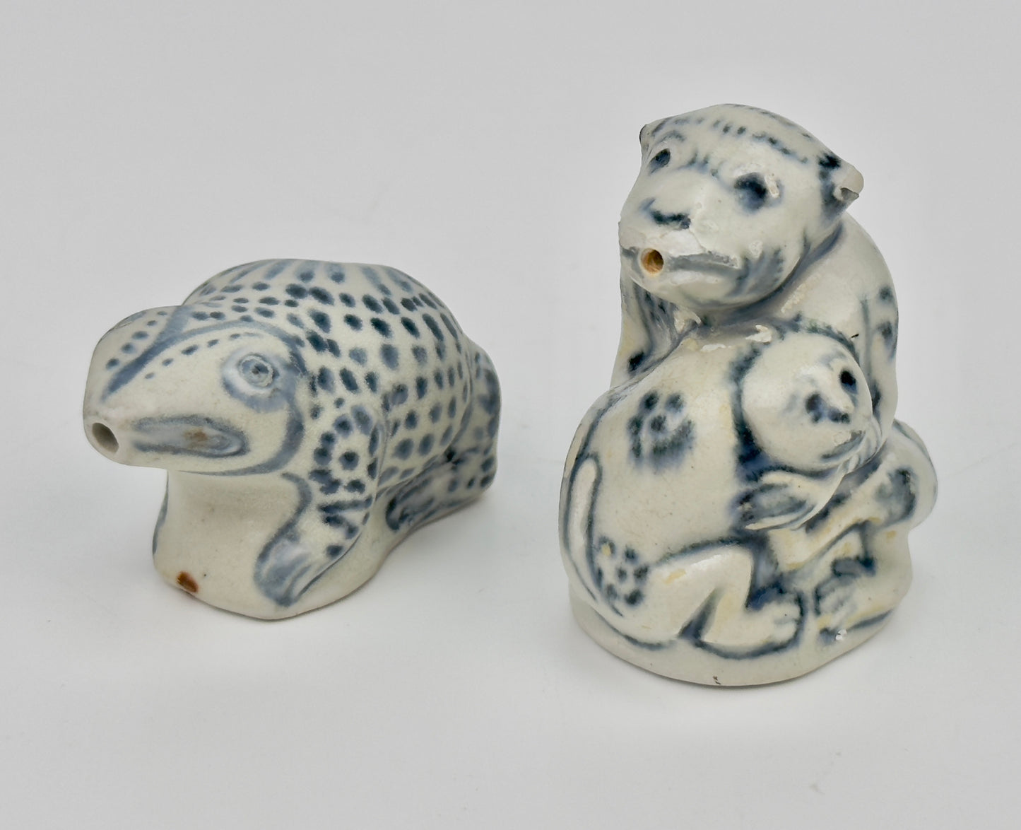 Three Annamese Frog, parrot, monkey shape Waterdroppers, 15th century, Le Dynasty