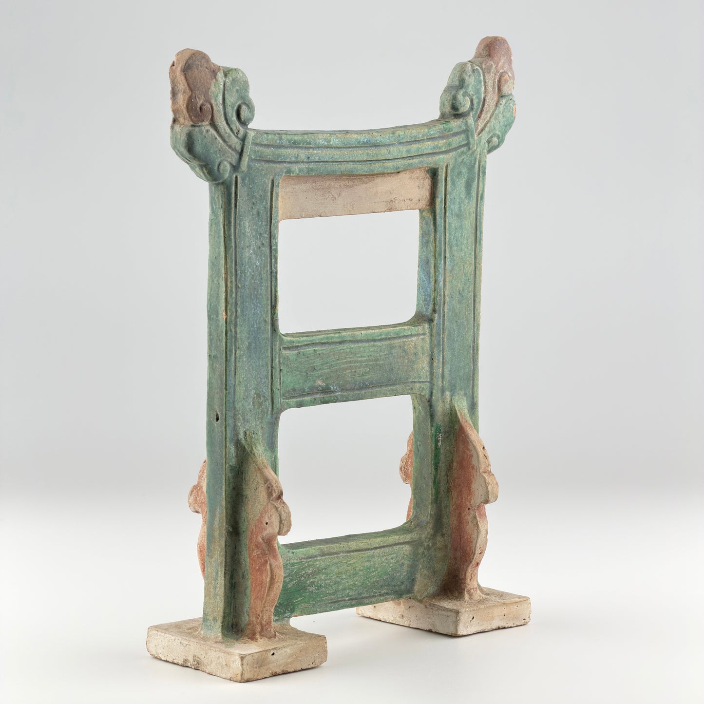 Green Glazed Standing Gate on Plinth with Finials, Ming Dynasty
