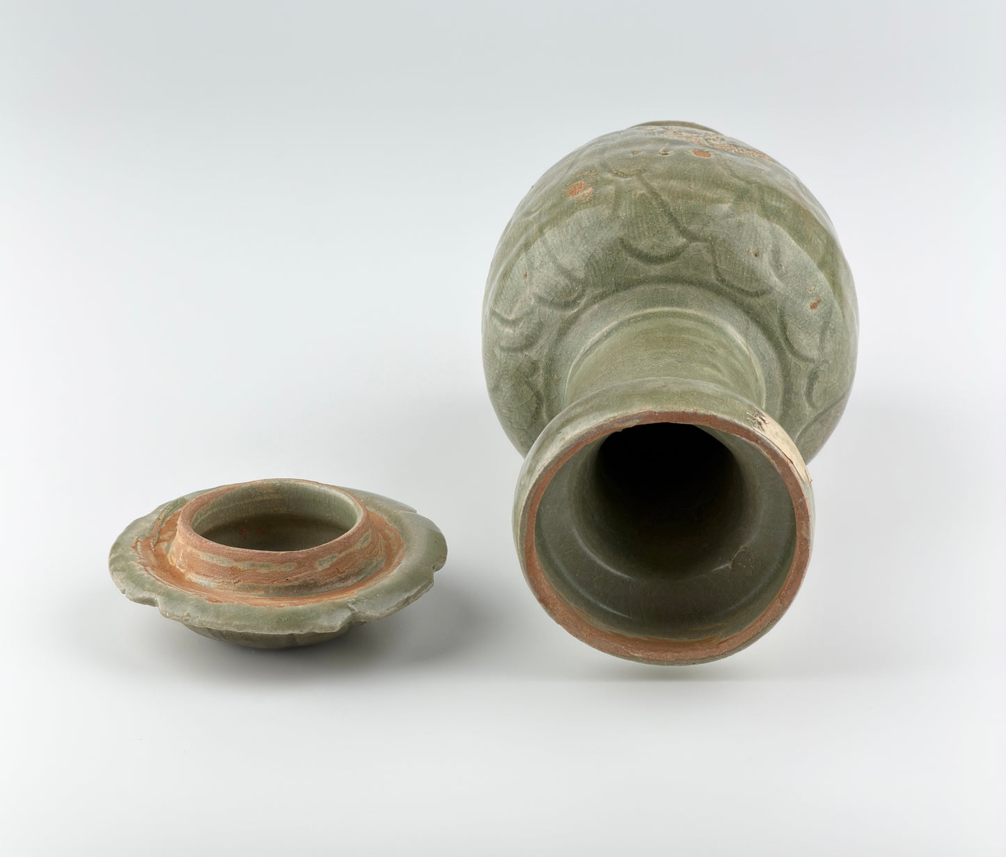 LONGQUAN CELADON 'LOTUS PETAL' JAR AND COVER, SUI-SONG DYNASTY