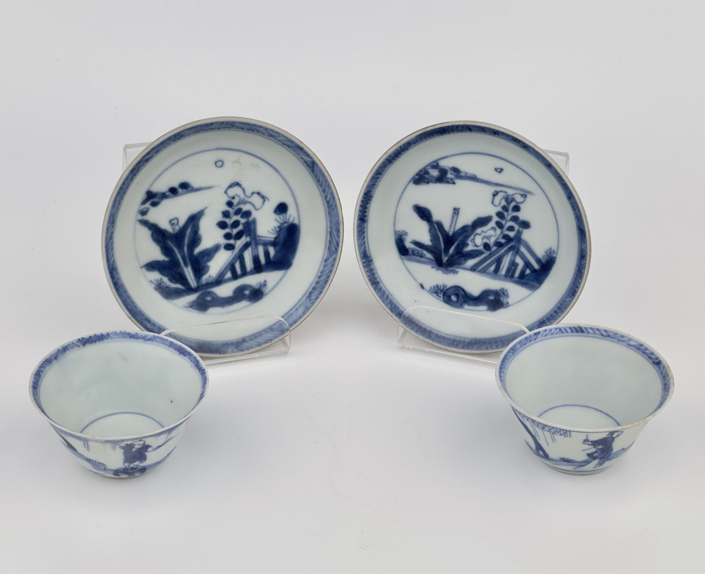 BLUE AND WHITE GARDEN PATTERN TEA SET C 1725, QING DYNASTY, YONGZHENG REIGN