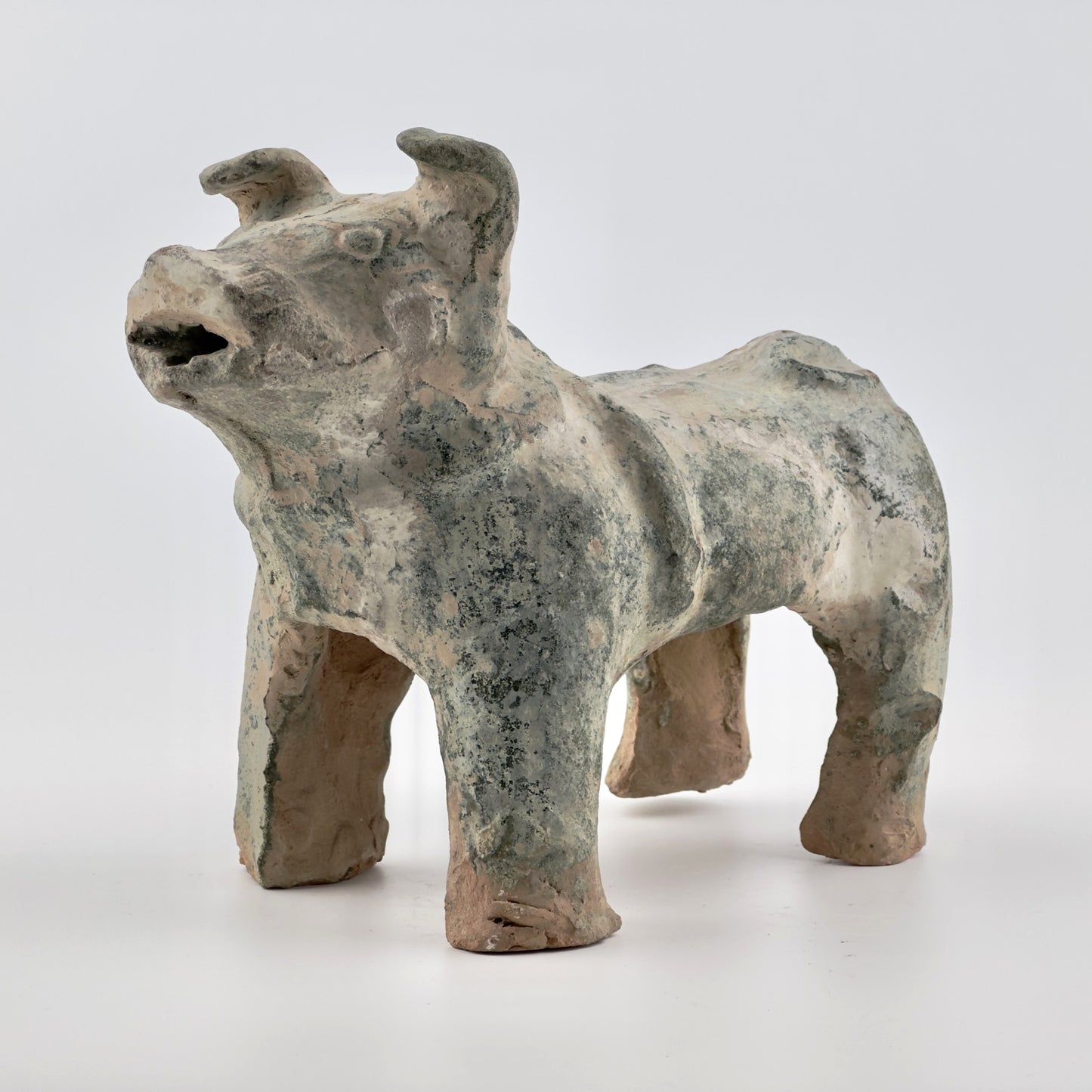 Green Glazed Red Pottery Figure of Dog, Han dynasty (206 BC-220 AD)