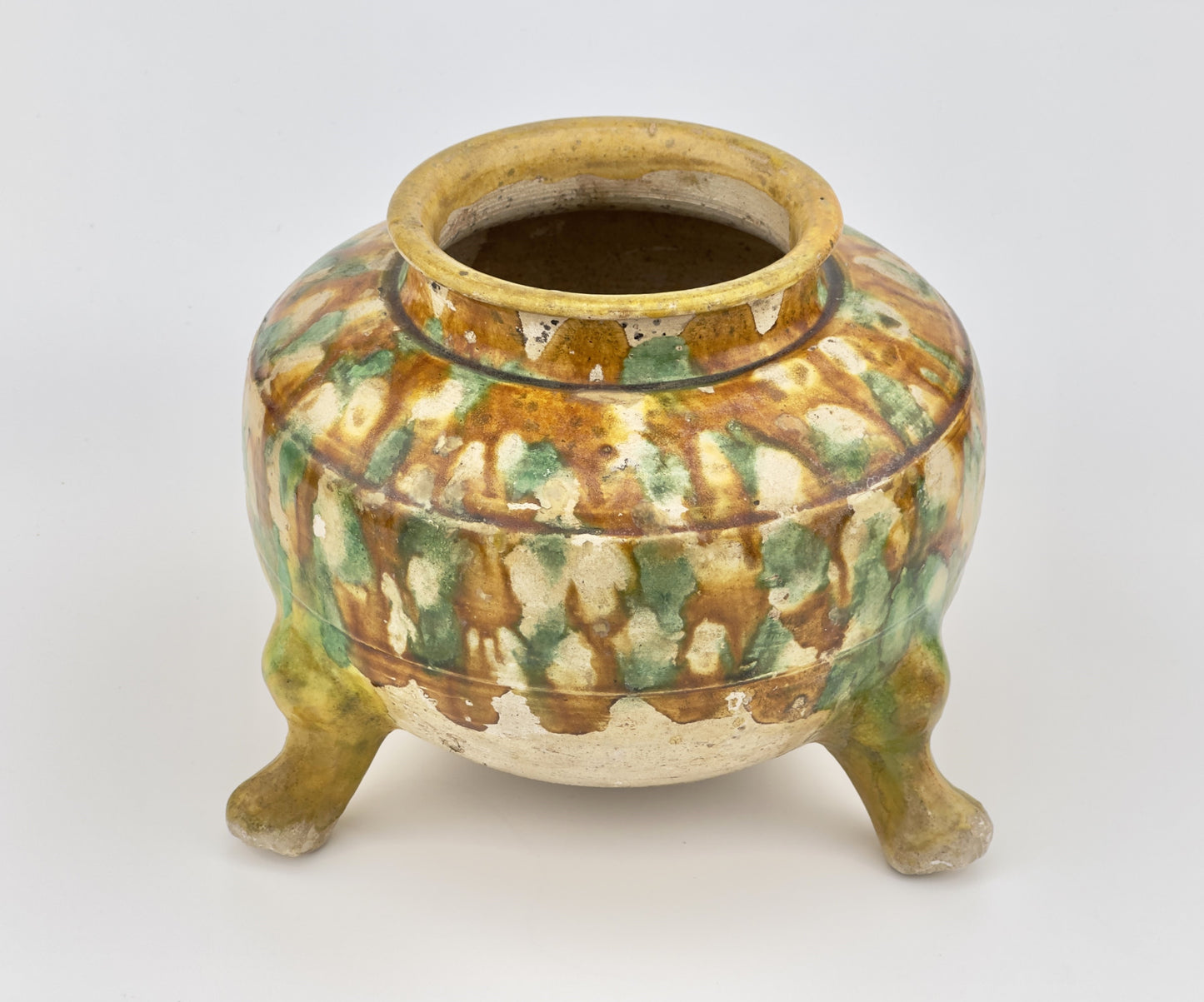 Sancai-Glazed Pottery Tripod Jar, Tang Dynasty