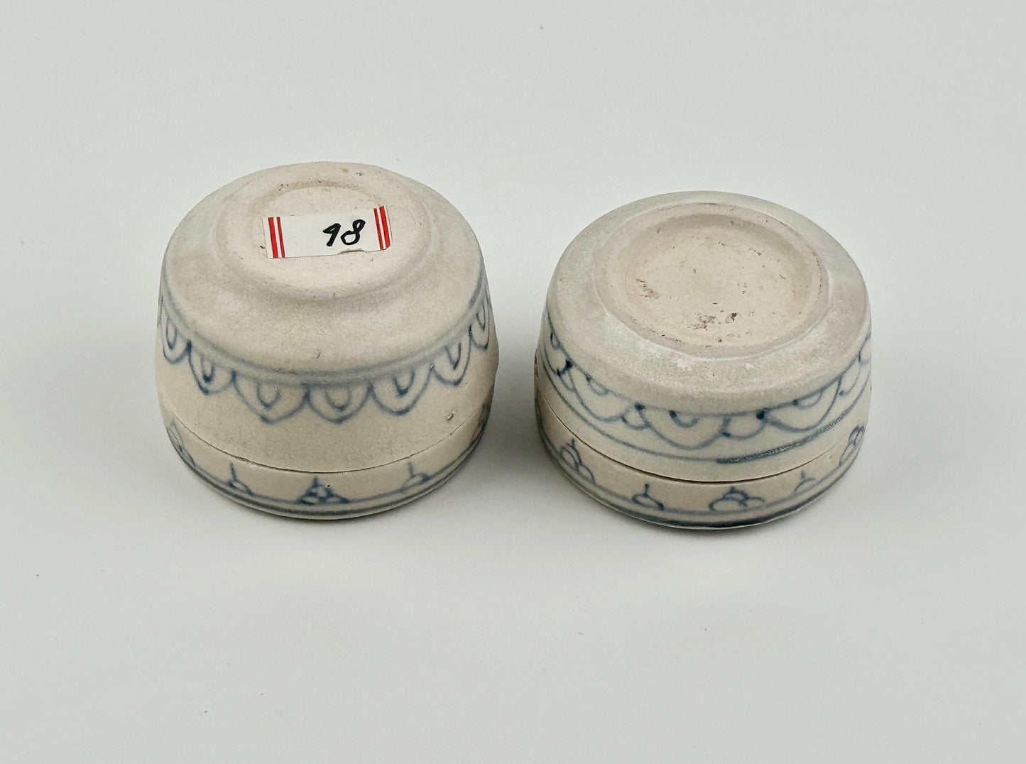 Two Annamese Miniature Covered Boxes with Flower, 15th century, Le Dynasty