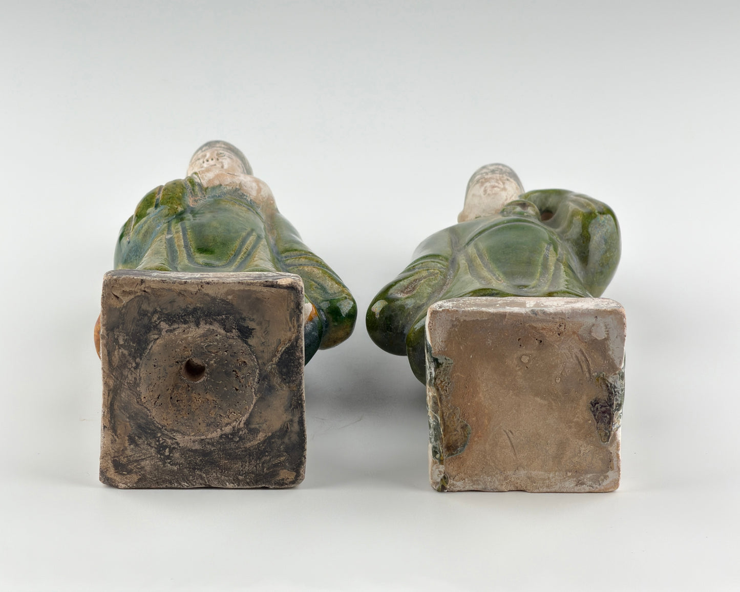 Two Green Glazed Court Figures, Ming Period