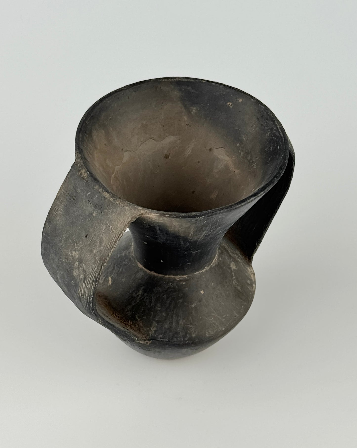 Double-handled Black Pottery Vessel
