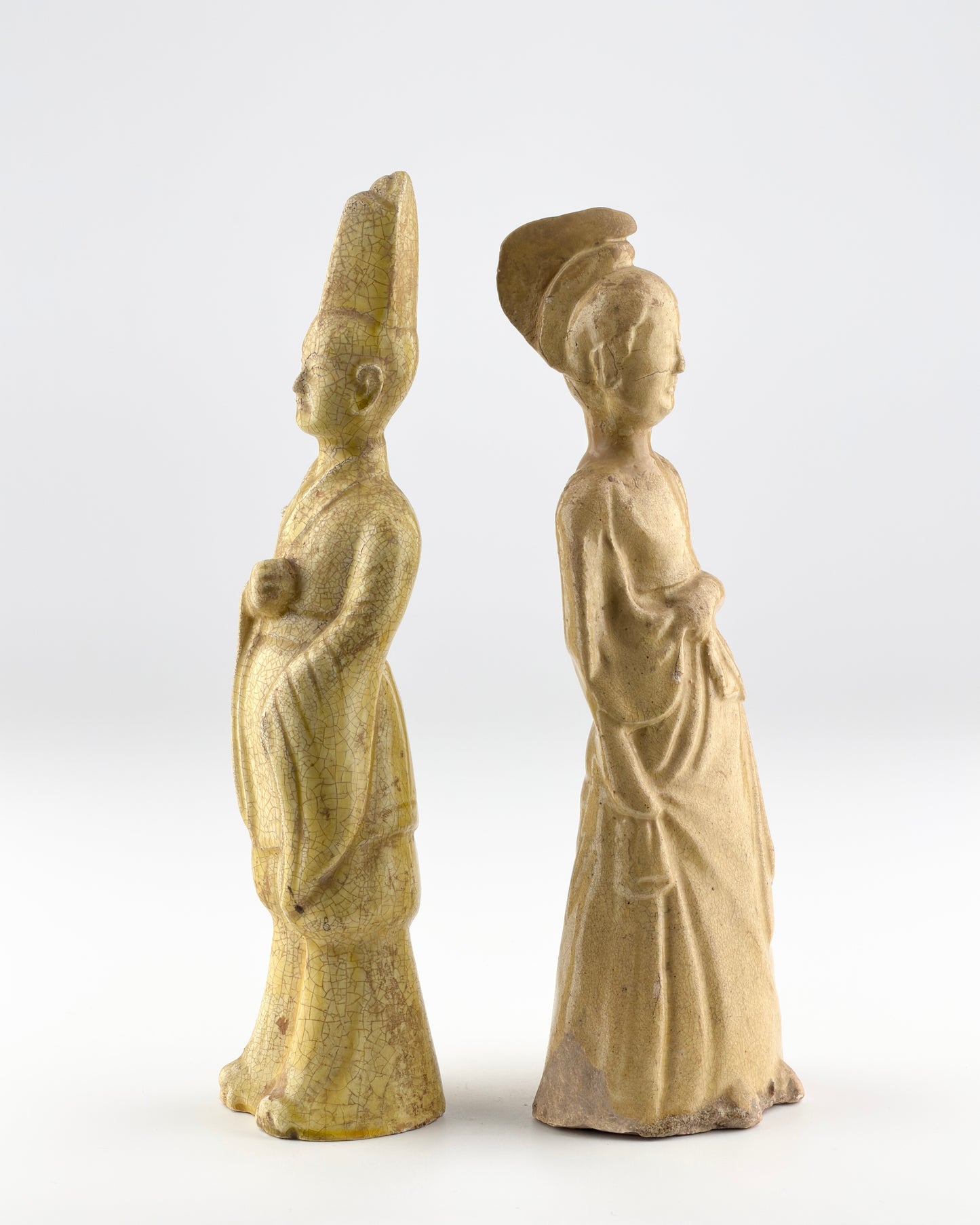 Two Straw-Glazed Pottery Figures of Court, Sui-Tang dynasty