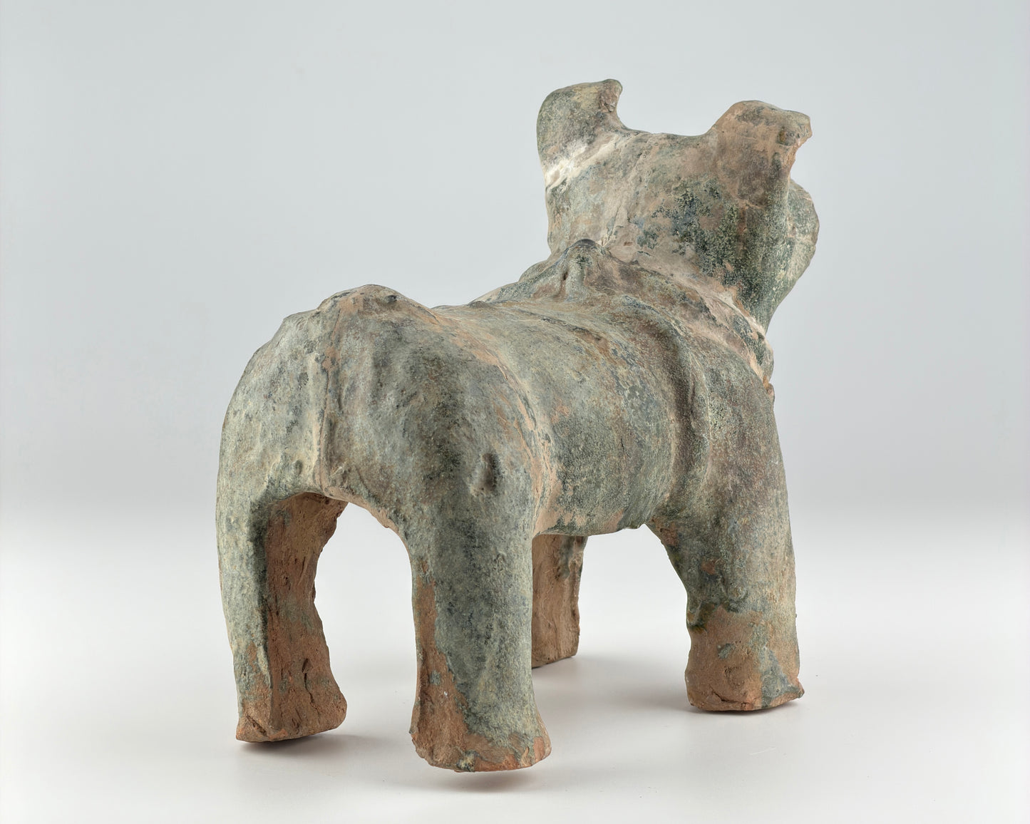 Green Glazed Red Pottery Figure of Dog, Han dynasty (206 BC-220 AD)