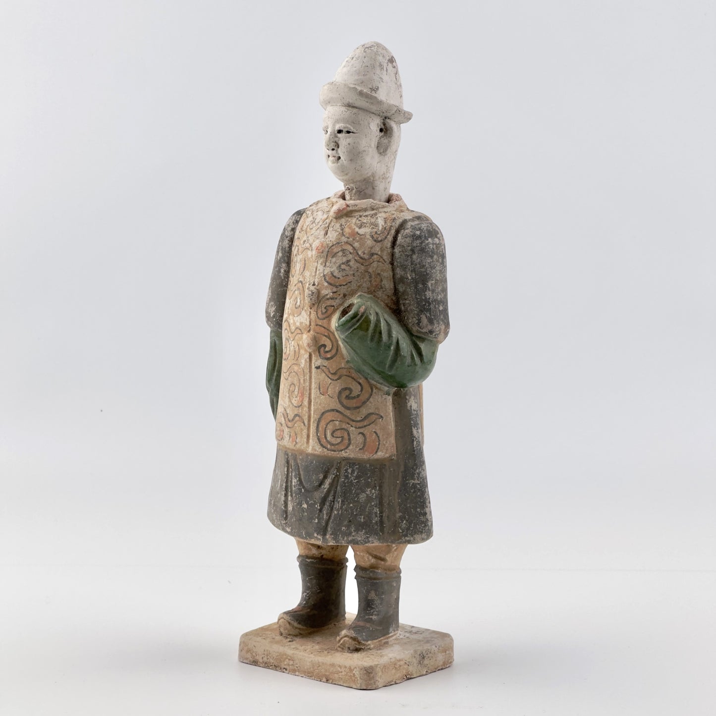 Rare Figure of an Attendant Wearing Swirling Pattern Vest, Ming Dynasty(1368-1644)