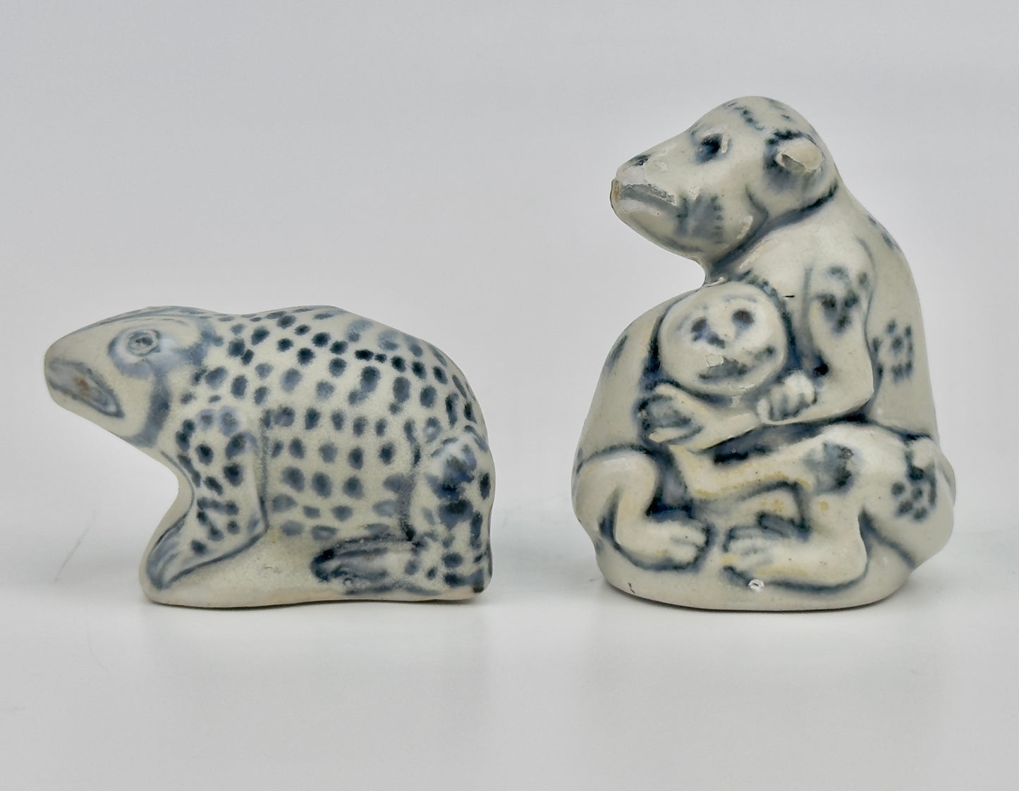 Three Annamese Frog, parrot, monkey shape Waterdroppers, 15th century, Le Dynasty