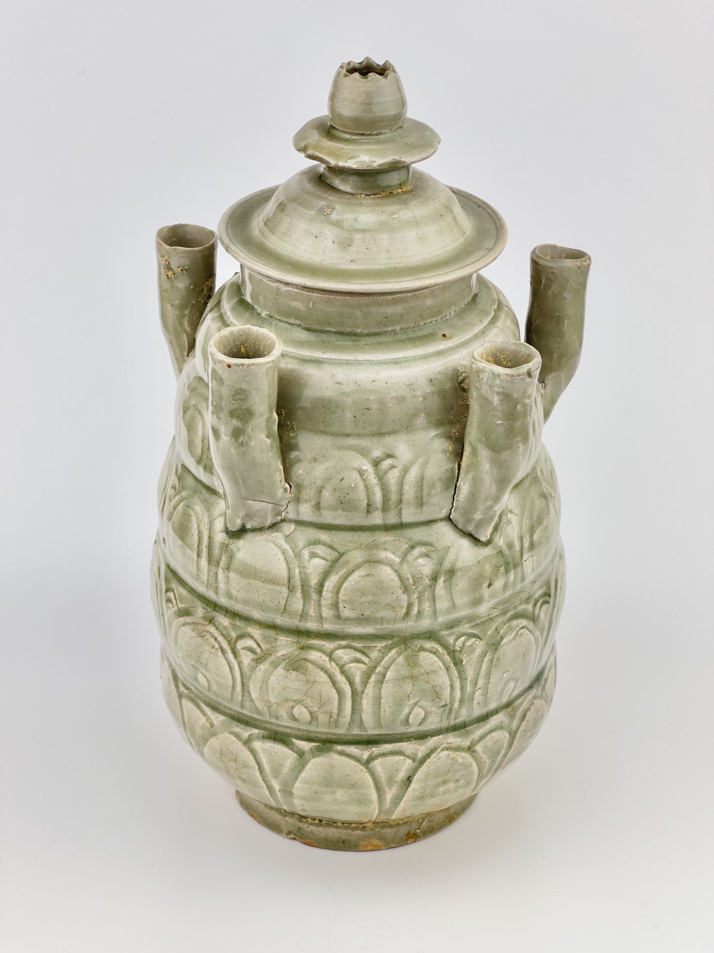 LONGQUAN CELADON FIVE-SPOUTED JAR, SONG DYNASTY (AD 960-1279)