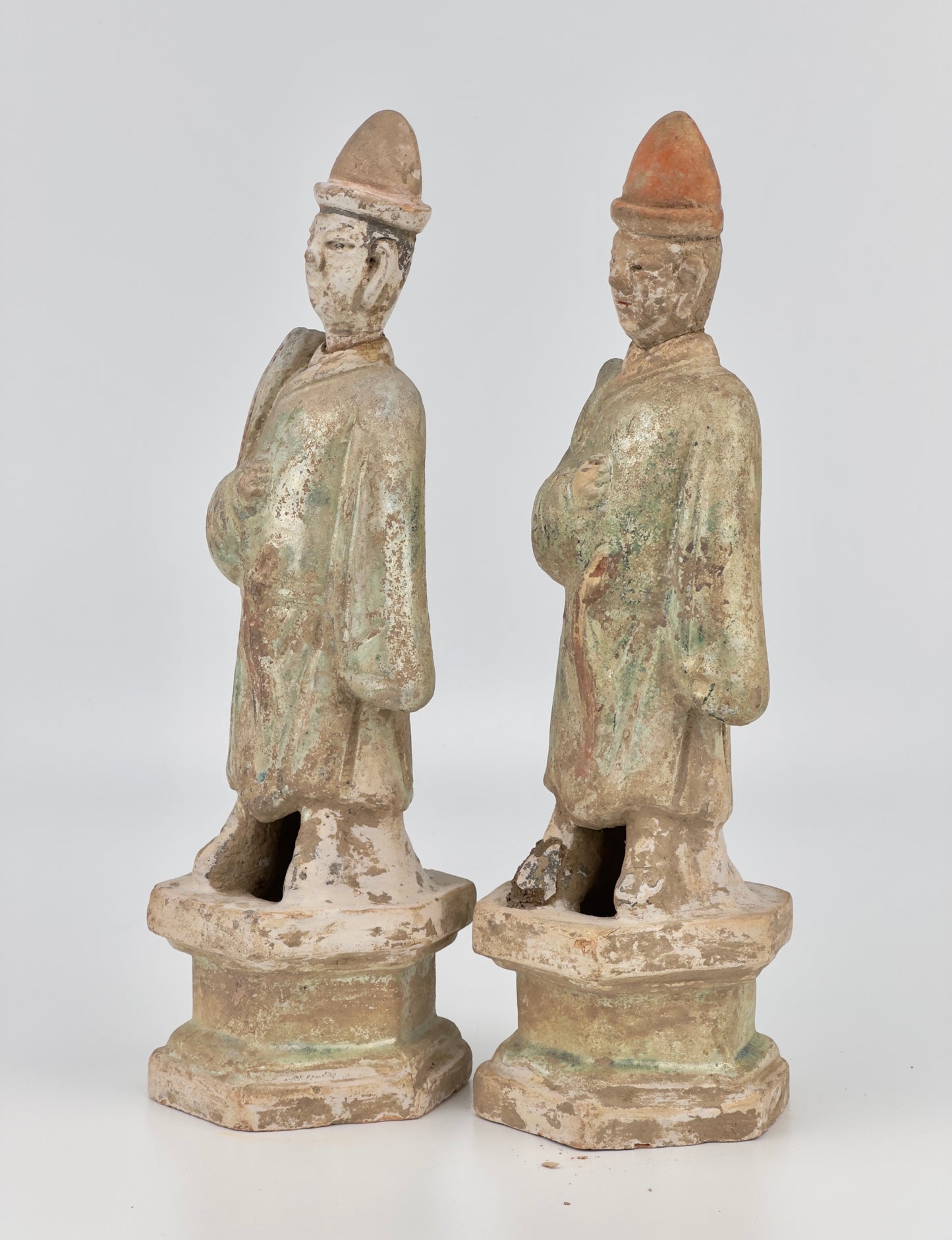 Standing Green Glazed Pottery Attendant Figure