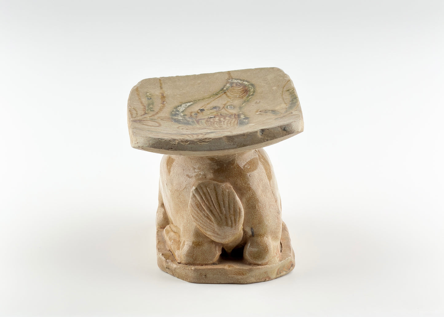 CHANGSHA WARE, RARE LION FIGURINE PILLOW, TANG DYNASTY
