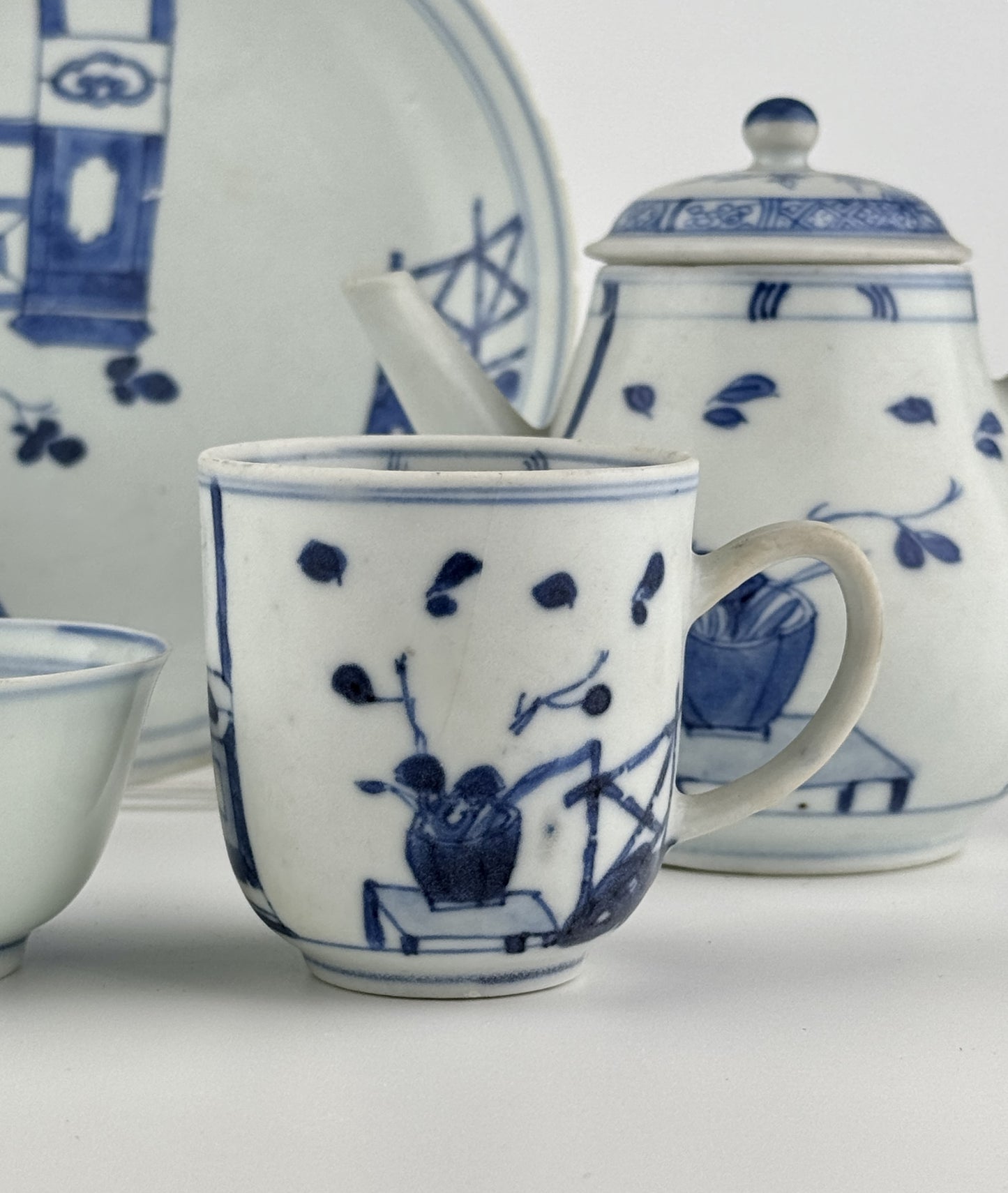 Imari Pavilion Pattern Blue And White Tea Set C 1725, Qing Dynasty, Yongzheng Reign