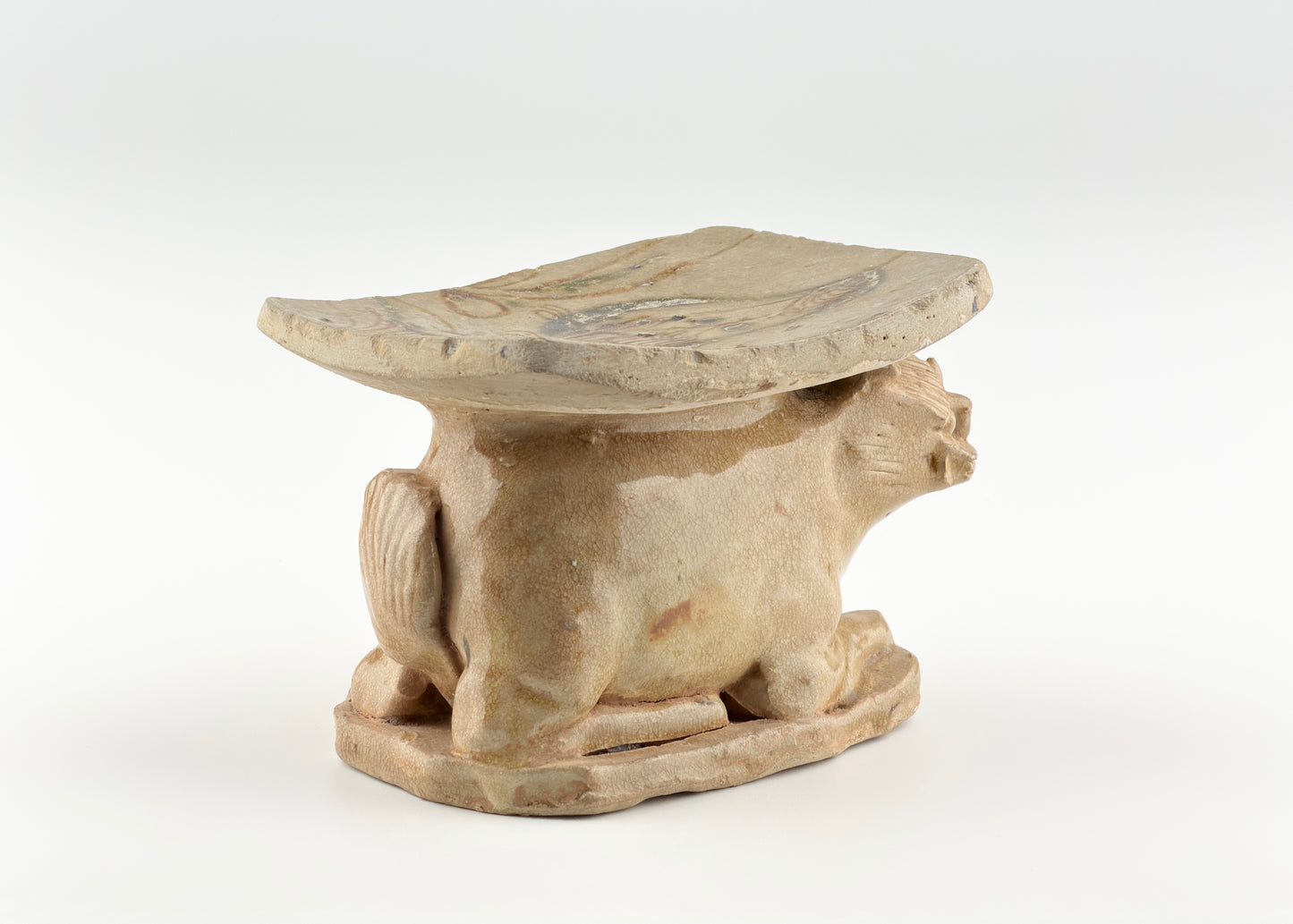 CHANGSHA WARE, RARE LION FIGURINE PILLOW, TANG DYNASTY