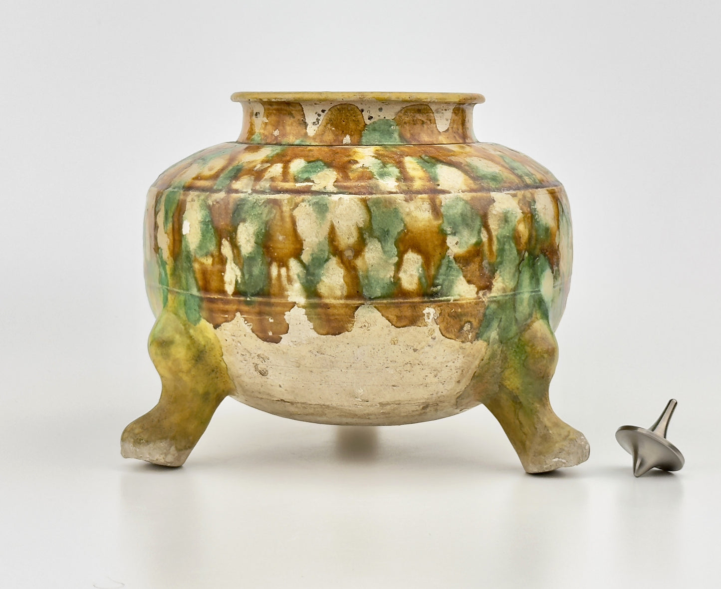 Sancai-Glazed Pottery Tripod Jar, Tang Dynasty