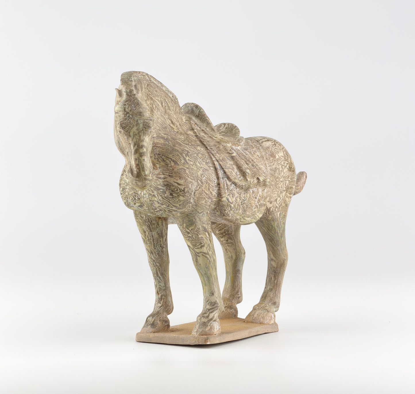 Rare Yellow-glazled Marbled Pottery Horse