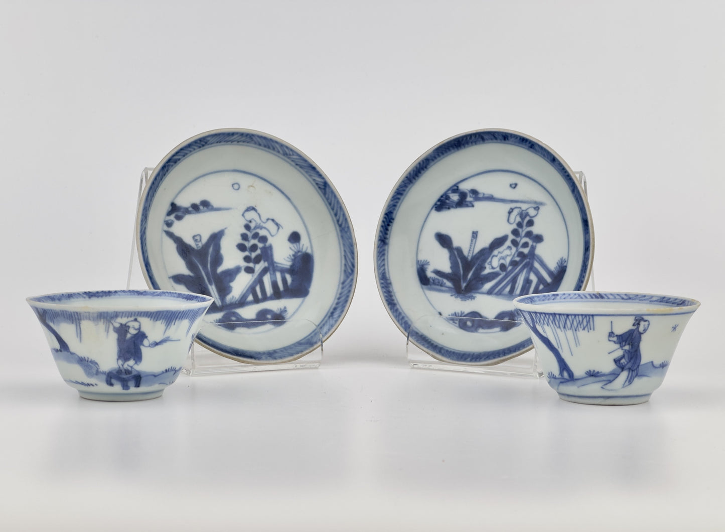 BLUE AND WHITE GARDEN PATTERN TEA SET C 1725, QING DYNASTY, YONGZHENG REIGN