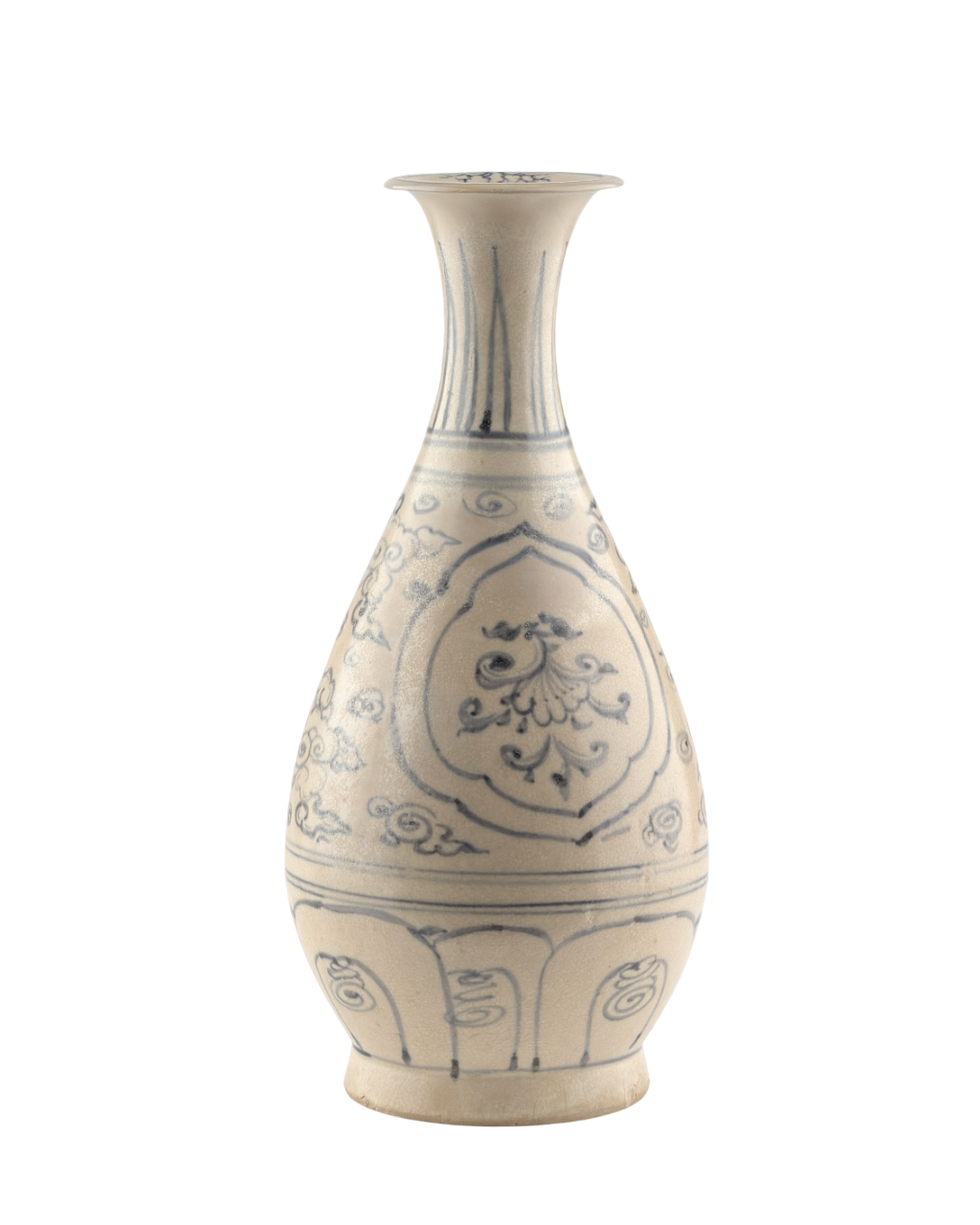 Vietnamese Le Dynasty Annamese stoneware Yuhuchun vase with cobalt blue underglaze bird and floral motifs.