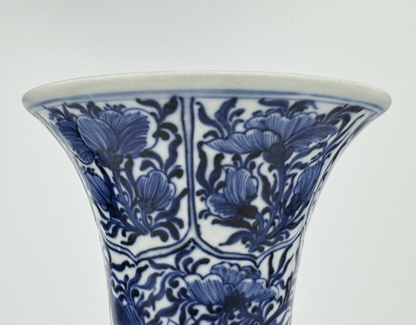 ANCIENT GU BLUE AND WHITE SHAPE VASE, QING DYNASTY, KANGXI ERA, CIRCA 1690