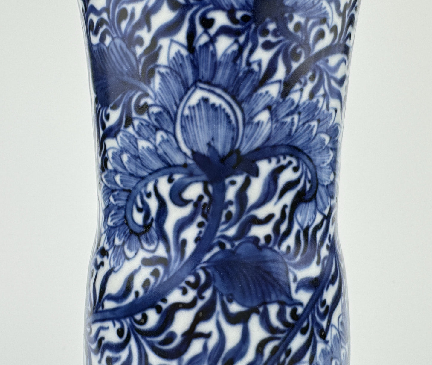 ANCIENT GU BLUE AND WHITE SHAPE VASE, QING DYNASTY, KANGXI ERA, CIRCA 1690