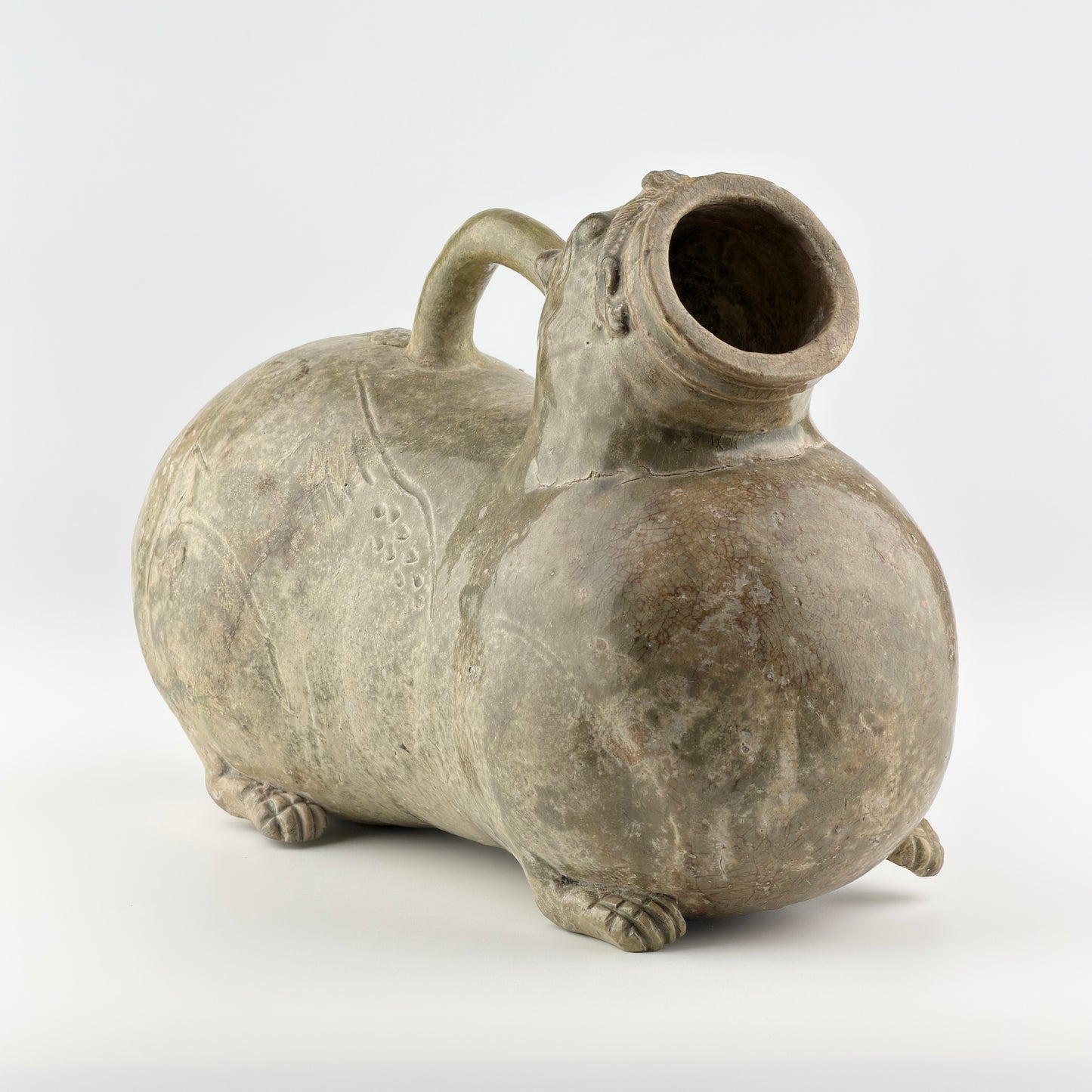 Rare Yue Celadon-Glazed Figural Vessel, Western Jin dynasty (265-420)