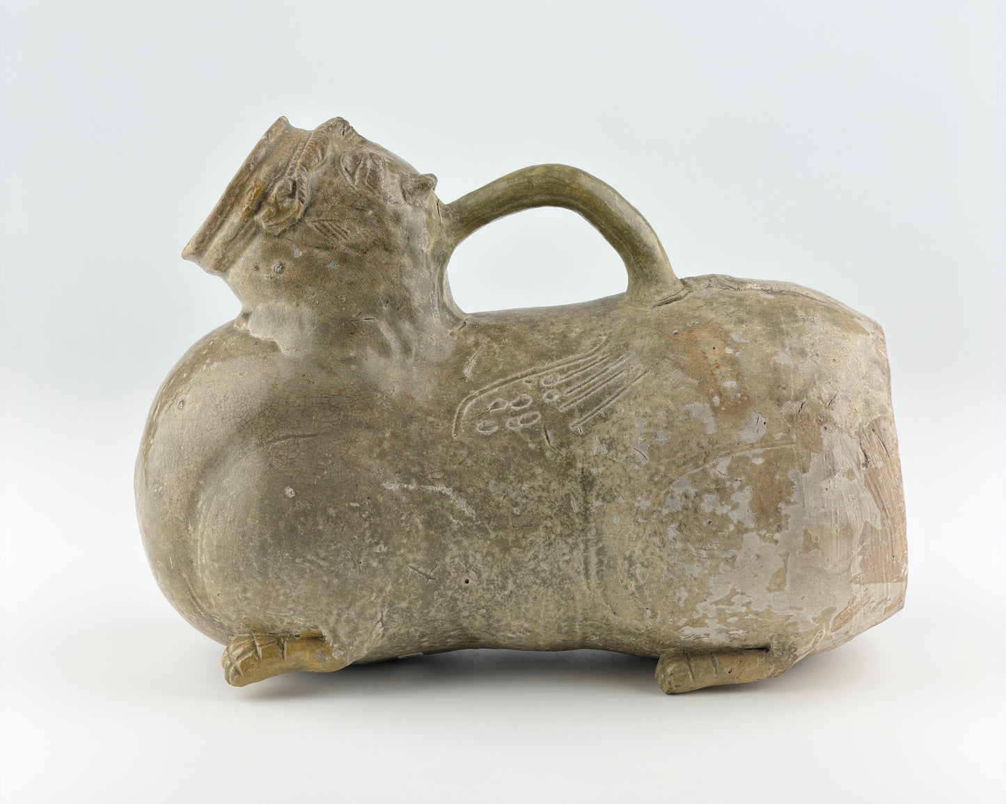 Rare Yue Celadon-Glazed Figural Vessel, Western Jin dynasty (265-420)