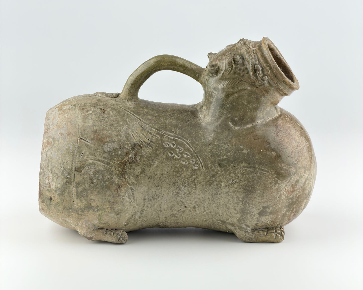 Rare Yue Celadon-Glazed Figural Vessel, Western Jin dynasty (265-420)