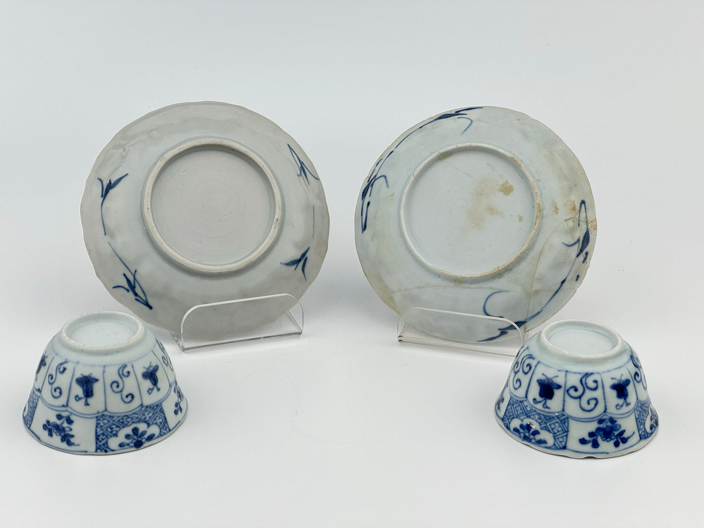 BLUE AND WHITE BOTANICAL PATTERN TEA SET C 1725, QING DYNASTY, YONGZHENG REIGN