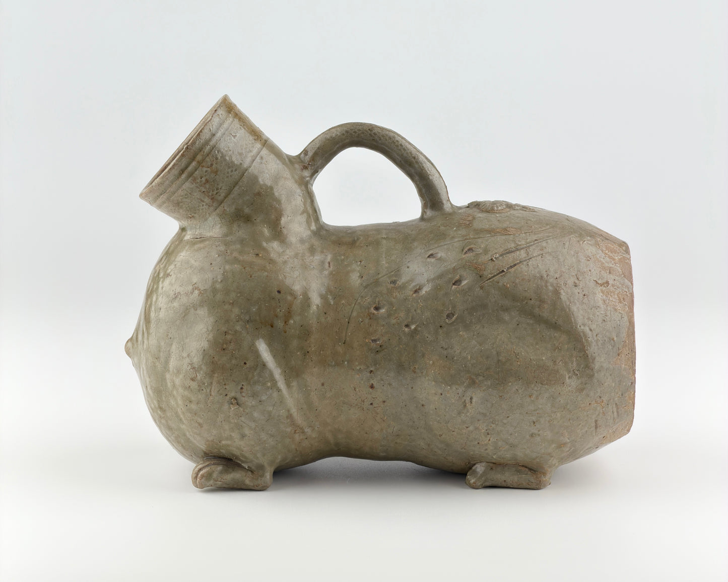 Rare Yue Celadon-Glazed Figural Vessel, Western Jin dynasty (265-420)