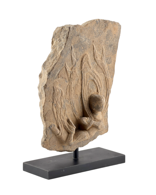 A Heavenly Being Carved Limestone Stele with Extremely Rare 'Oolitic silica structure', Northern/Eastern Wei Dynasty(4-6th century)