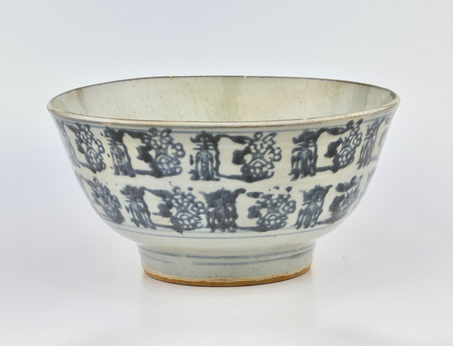 Large Block Print Blue and White Bowl c 1822, Tek Sing Cargo