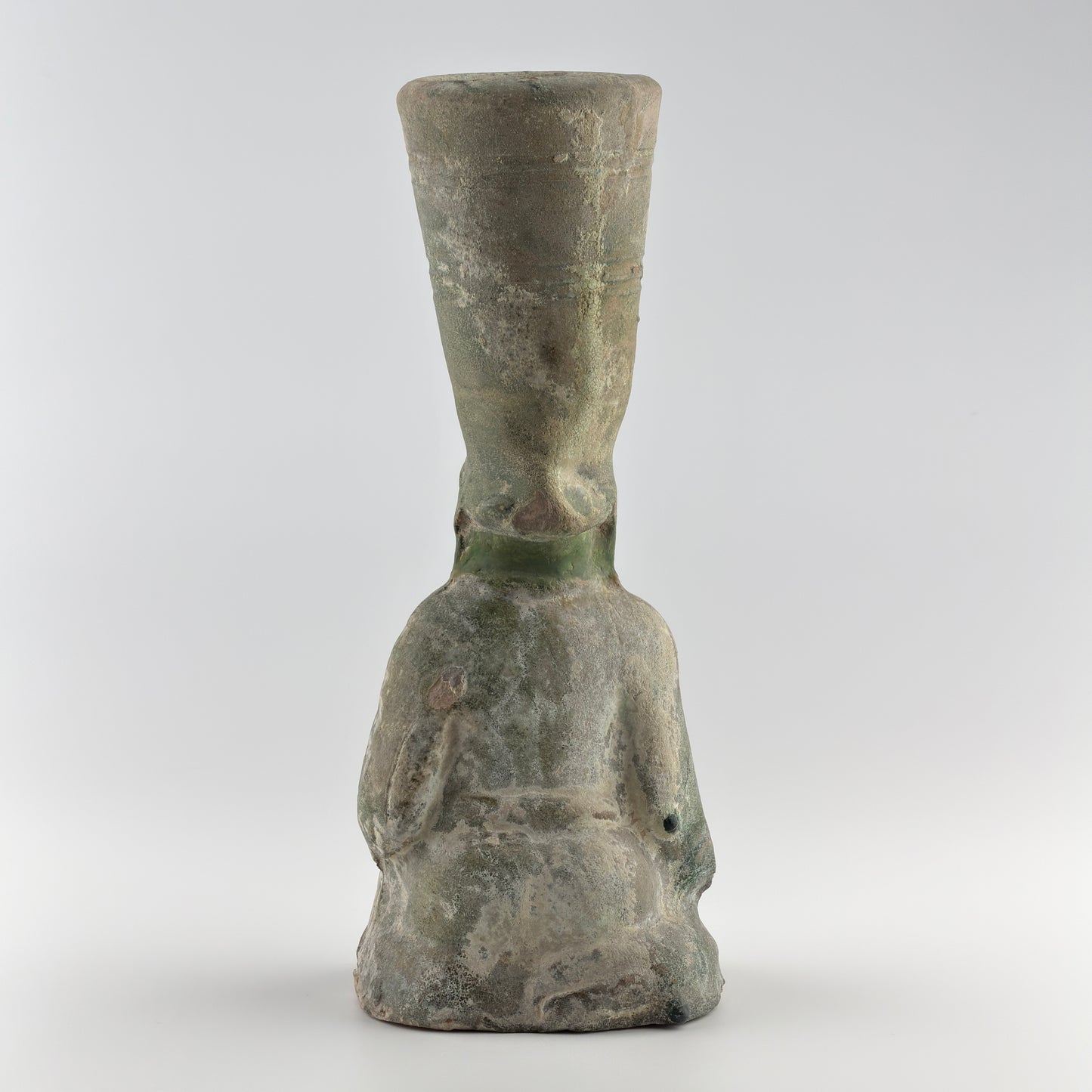 Green-glazed pottery 'figural' lamp, Han Dynasty