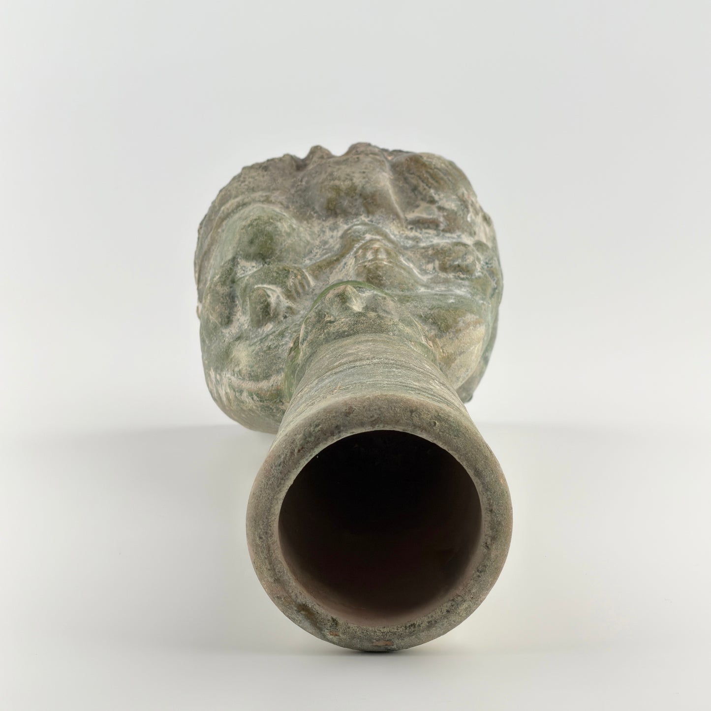 Green-glazed pottery 'figural' lamp, Han Dynasty
