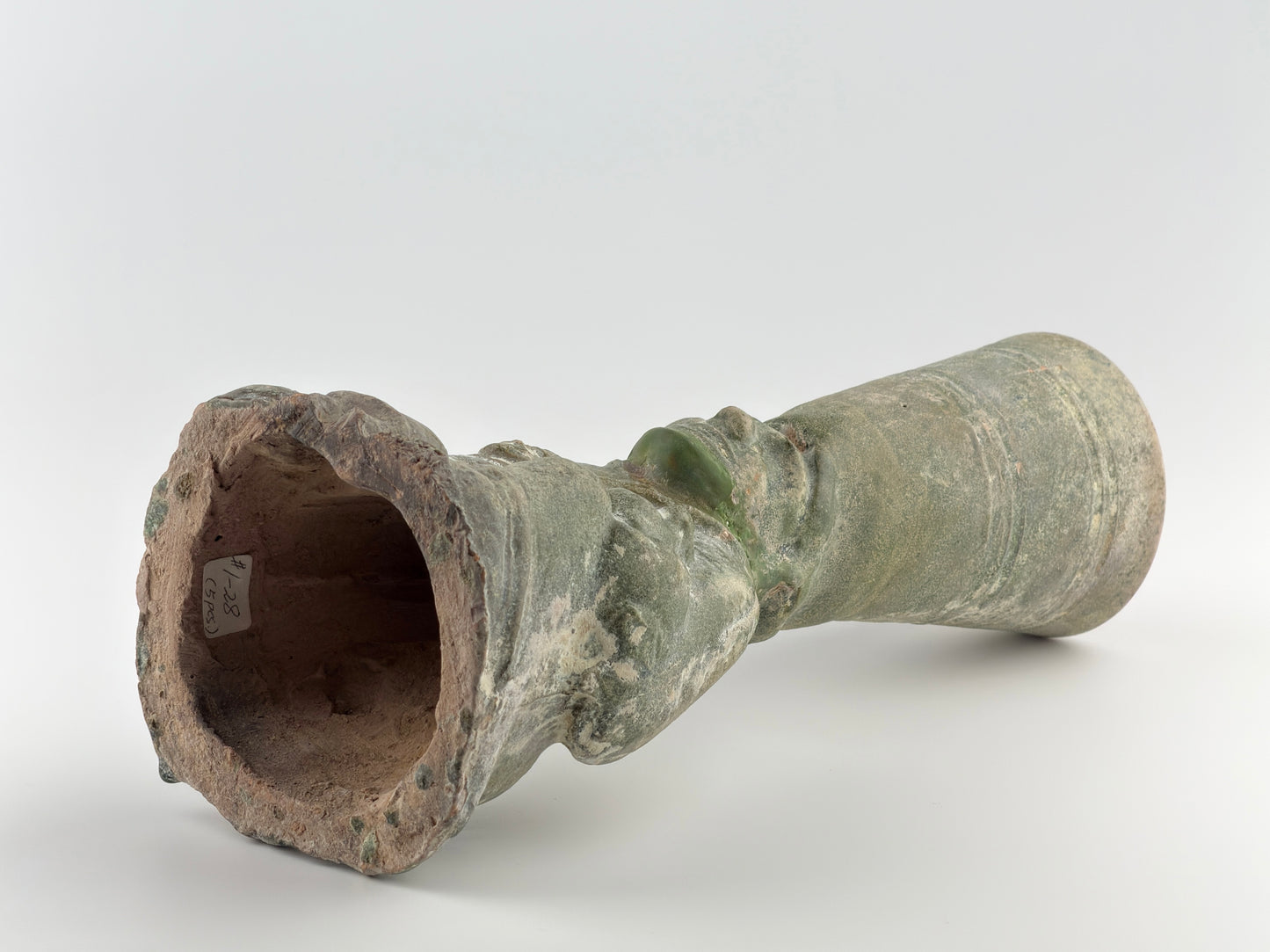 Green-glazed pottery 'figural' lamp, Han Dynasty