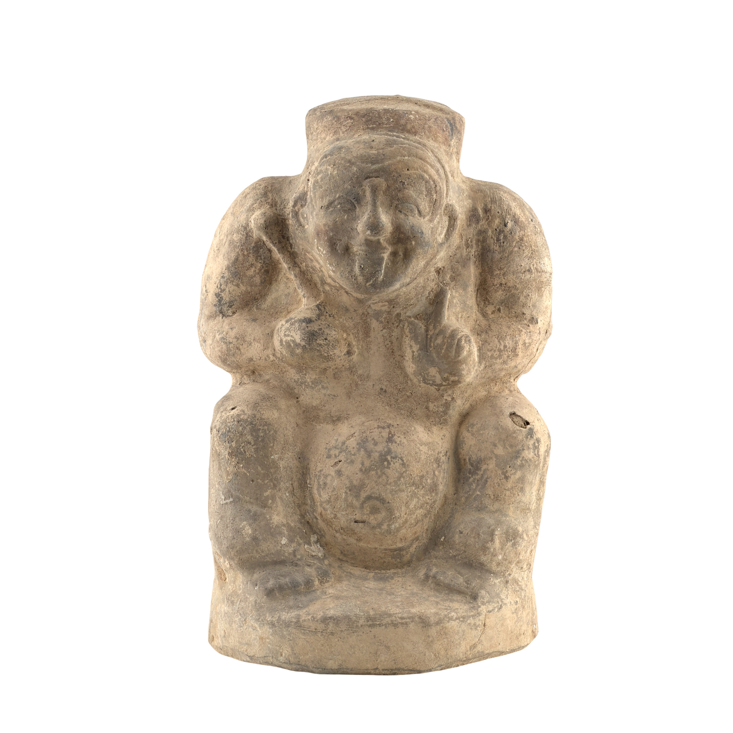 Pottery Figure of a Seated Drummer