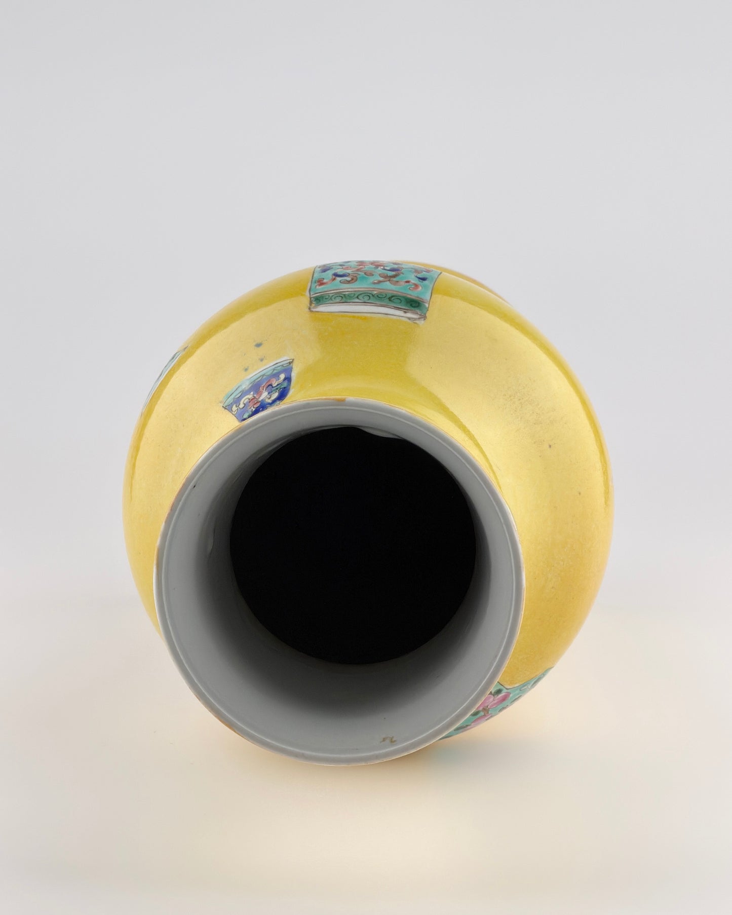 Yellow-Ground Famille Rose Vase with "Vase-within-a-Vase" Motifs