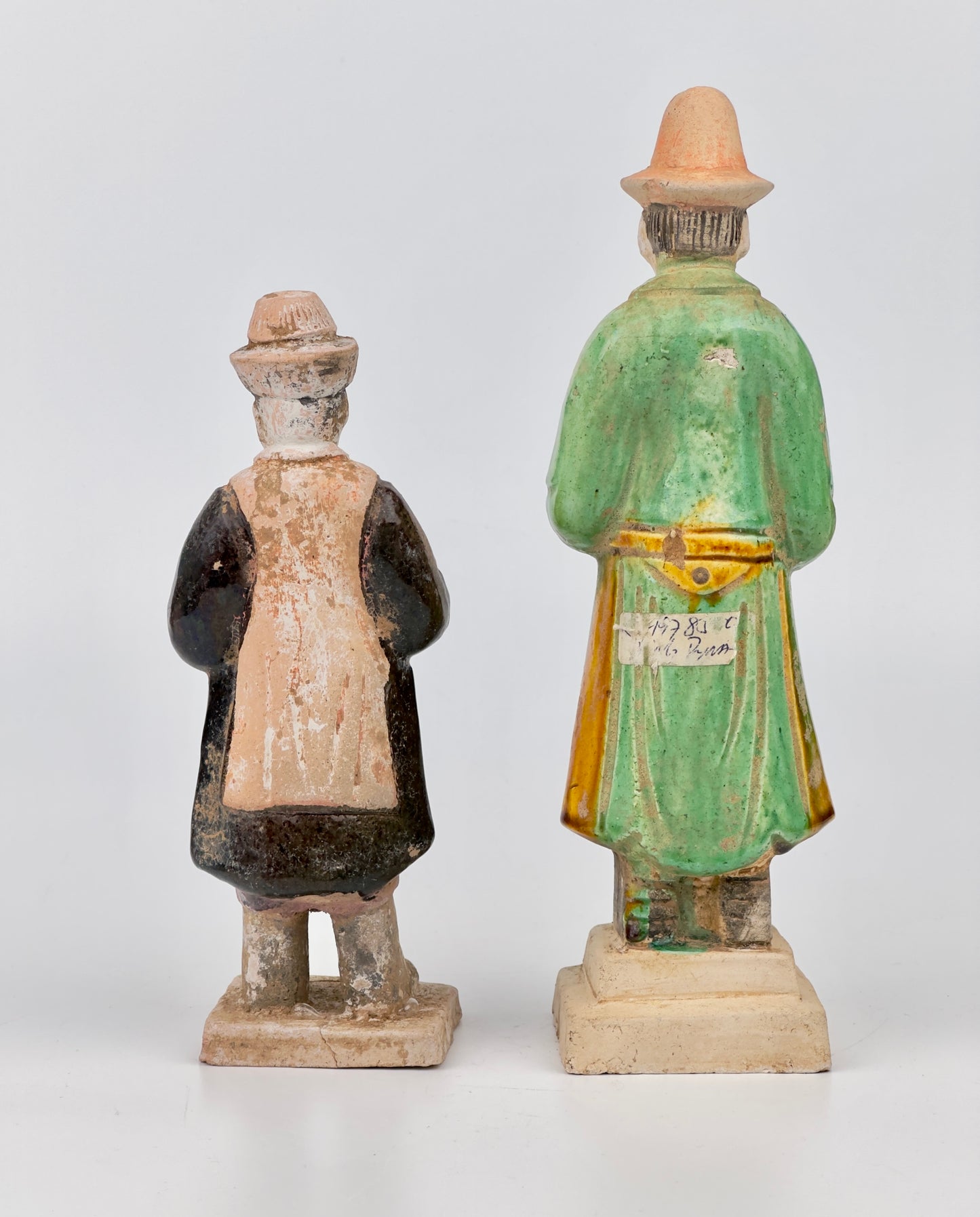 Two glazed figures playing the instrument, Ming Period (1368-1644)