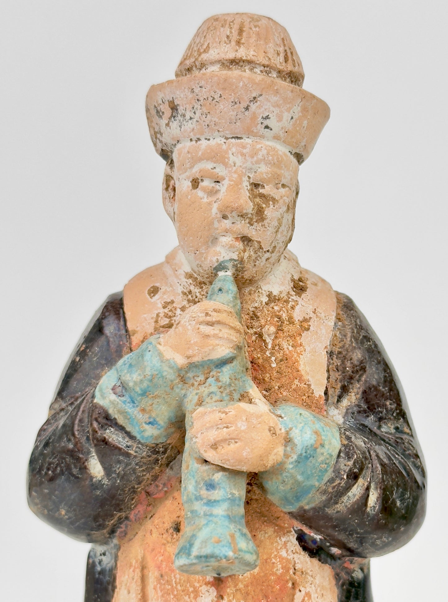 Two glazed figures playing the instrument, Ming Period (1368-1644)