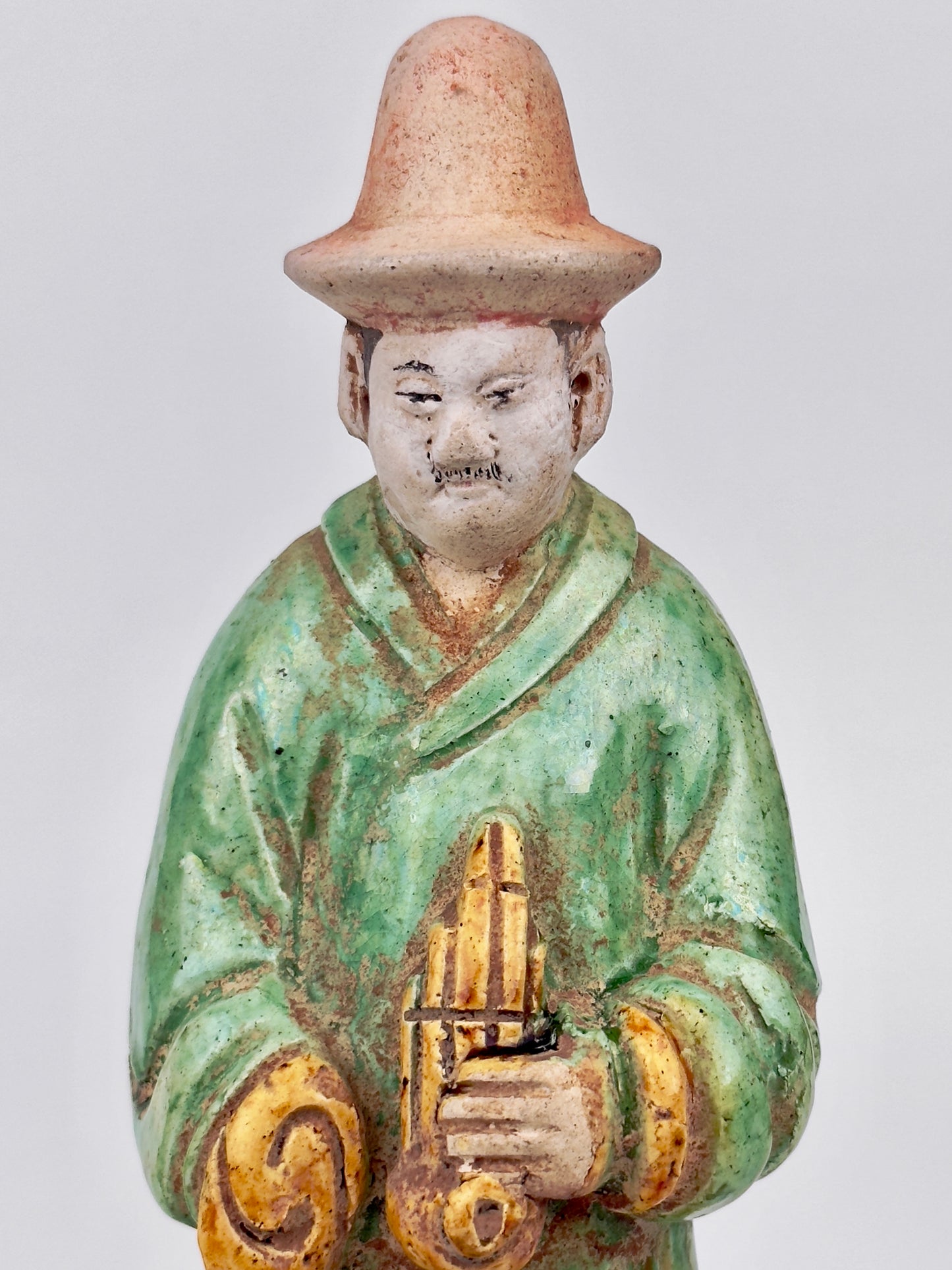 Two glazed figures playing the instrument, Ming Period (1368-1644)