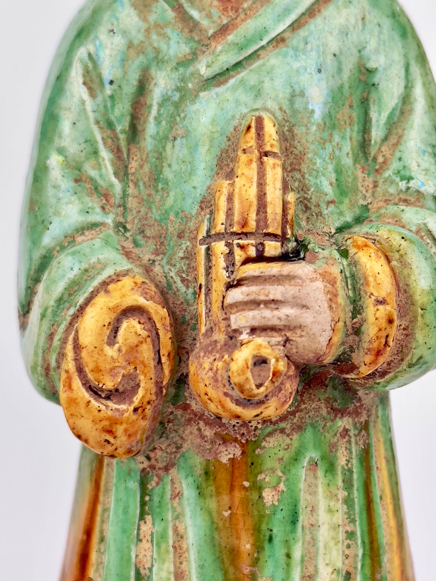 Two glazed figures playing the instrument, Ming Period (1368-1644)